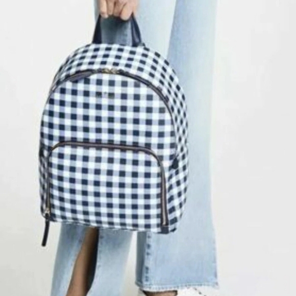 Kate Spade Navy and White Checkered Backpack - Picture 2 of 16